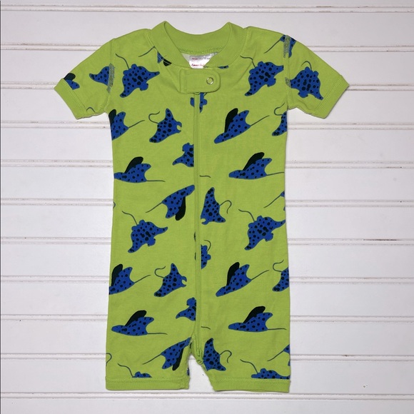 HANNA ANDERSSON EUC HSA HTF 100% Organic Cotton Stingray Zip Up Short Pajamas - Picture 1 of 1